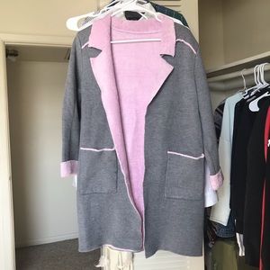 3/$15 Pink and Grey Buttonless Coat
